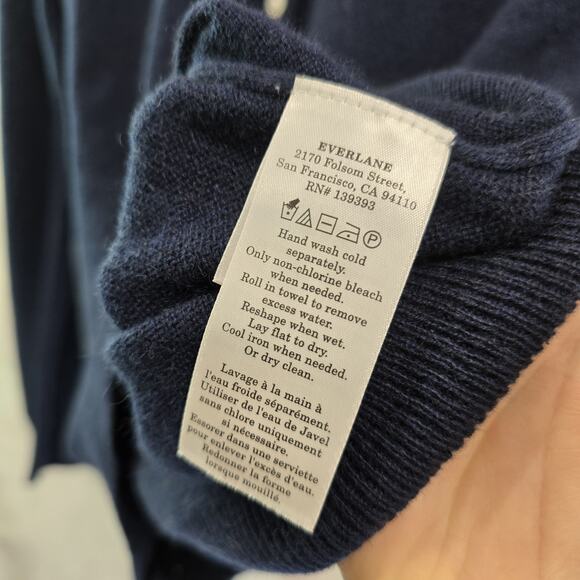 Everlane Sweater Womens XS Navy Cashmere Polo Henley Blue Button NEW - Picture 8 of 10